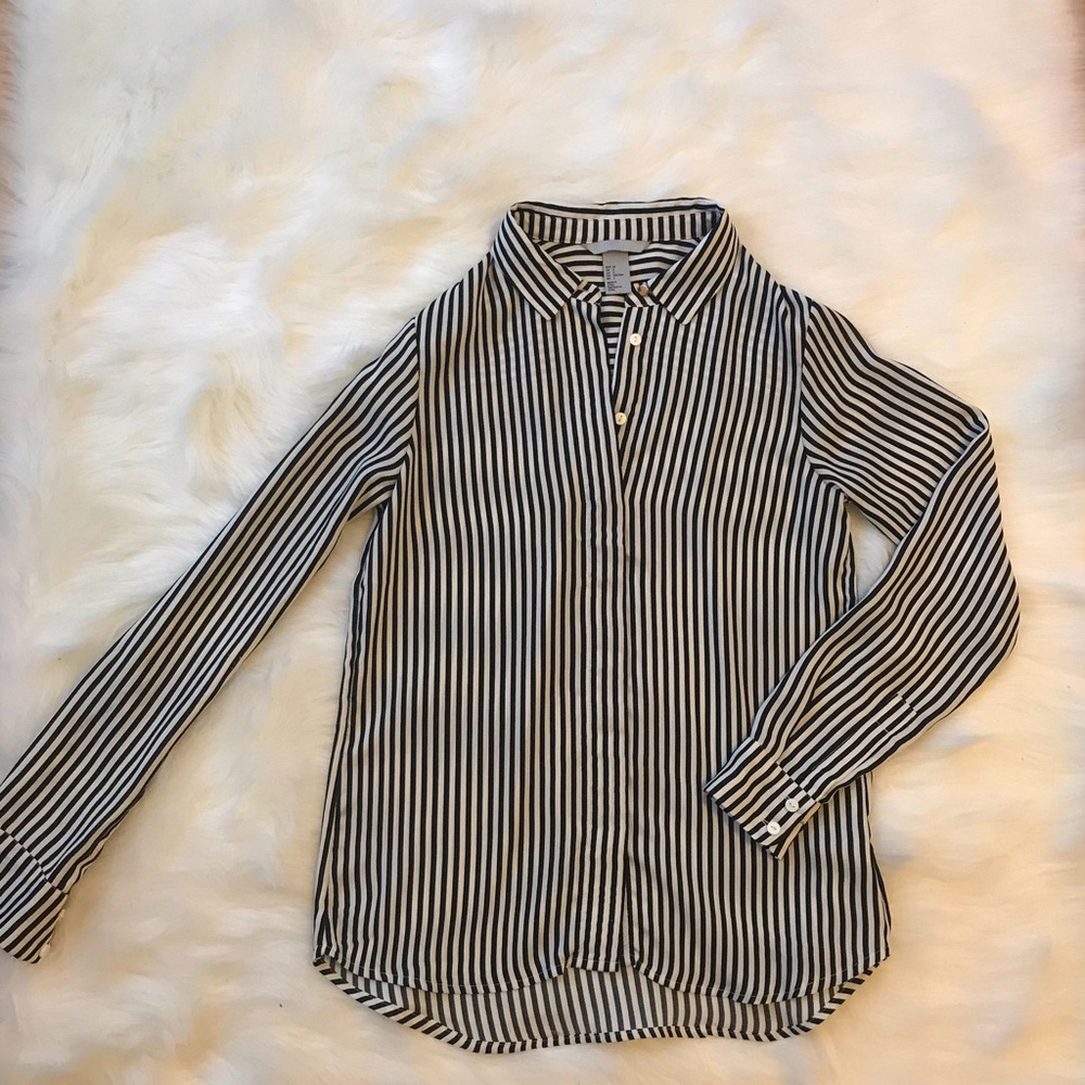 H&M button down striped blouse!
